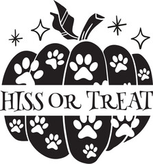 Hiss Or Treat - Halloween Cat Vector, Trick Or Treat Design, Cat Mom Quote