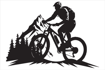 Mountain bike silhouette stock illustration Bundle, in silhouette, Mountain bike Lover vector graphic design, Mountains bike vector, Mountain bike silhouette