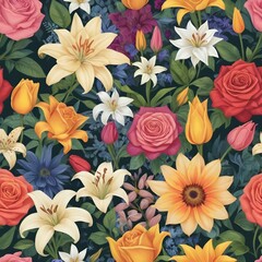seamless floral pattern printed on fabric Vector 