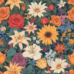 Deurstickers seamless floral pattern printed on fabric  © Muhammad