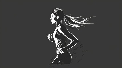 World Running Day, a young female runner with a good figure is running.