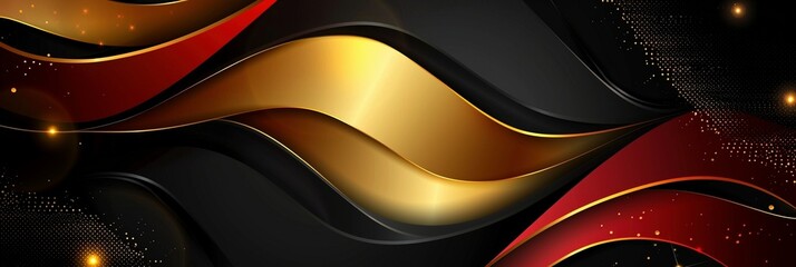 a striking red, yellow, and black background gradient featuring intricate waves and squares. This eye-catching design imbues your digital platform with energy and sophistication web banner - obrazy, fototapety, plakaty