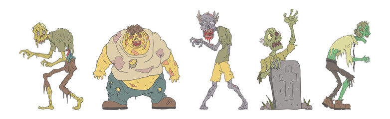 Comic Zombie Monster and Halloween Beast Vector Set