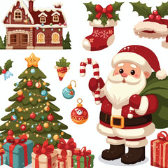 cute cristmas vector on white background