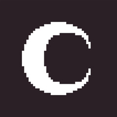 Fototapeta premium black and white simple flat 1bit vector pixel art icon of crescent moon