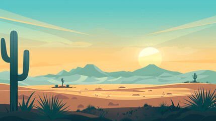 Morning beautiful desert landscape illustration image used for UI design. 