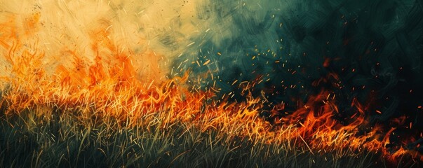 Artistic representation of a wildfire - obrazy, fototapety, plakaty