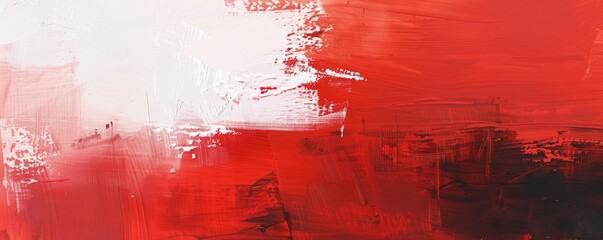 Abstract red and white acrylic painting