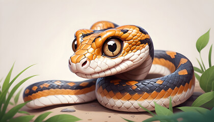 Obraz premium cartoon snake illustration 