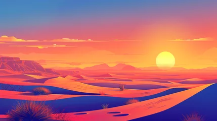 Selbstklebende Fototapeten Morning beautiful desert landscape illustration image used for UI design.  © Aisyaqilumar