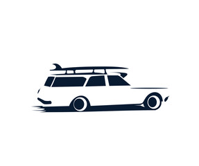 vector logo design surfing car