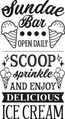 Vertical Ice Cream Vector Sign, Ice Cream Shop Printable Illustration