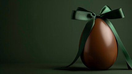 A chocolate easter egg gift tied up with a ribbon