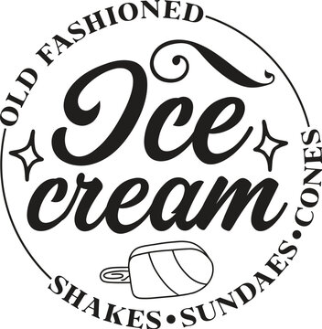 Ice Cream Vector Sign, Ice Cream Shop Printable Illustration