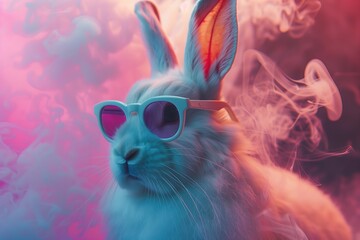 a rabbit wearing sunglasses and smoking a cigarette