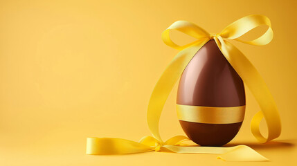 A chocolate easter egg gift tied up with a ribbon