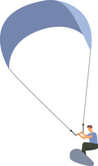 Kitesurfing active sport icon cartoon vector. Extreme equipment. Beach summer