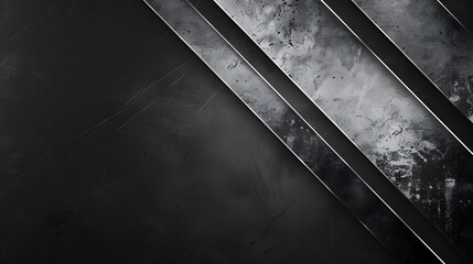 Smooth grunge diagonal marks against black backdrop, metallic thick lines texture