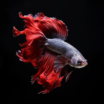 beautiful thai rosetail betta fish isolate on dark background