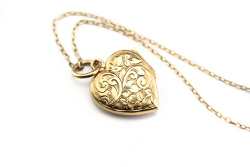 Antique Victorian Era 18Ct Gold Filled, Hand Engraved, Floral Heart 2 Photos Locket Pendant...