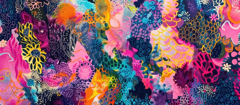 Abstract artwork, vibrant design textile.