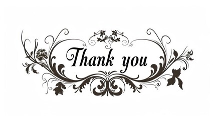 Thank you on white background. modern calligraphy white background