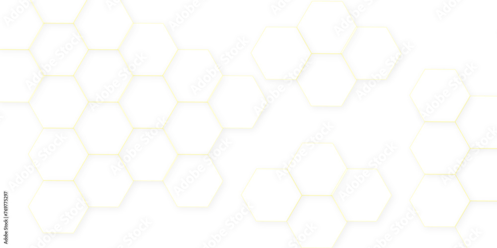Poster abstract white hexagonal background. luxury white pattern. futuristic abstract honeycomb technology 