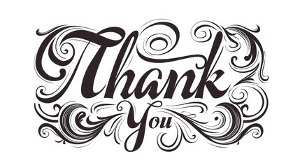 Fototapeta premium Thank you on white background. modern calligraphy white background