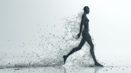 Human body. Isolated black vector illustration in low-poly style on a white background.