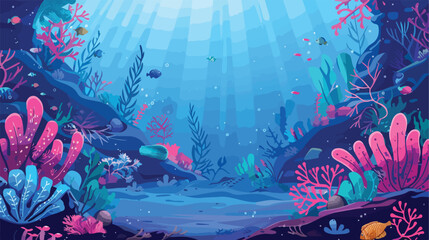 Fototapeta na wymiar Beautiful underwater scene with seaweed marine life