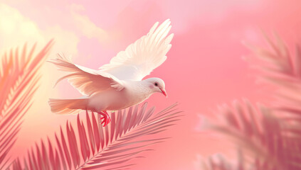 Fototapeta na wymiar Graceful Dove: Elegant Pink Sky