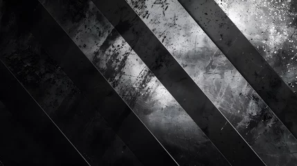 Fotobehang Subtle grunge diagonal marks against black wall surface, metal thick lines texture © artestdrawing