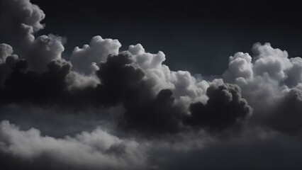 Black Atmospheric background of smoke and clouds. Spooky cloudscape with ethereal swirls