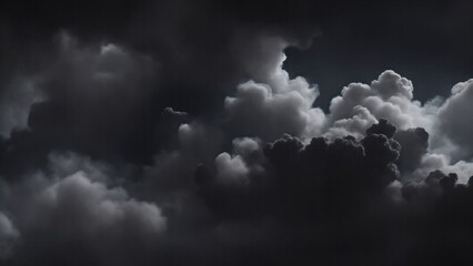Black Atmospheric background of smoke and clouds. Spooky cloudscape with ethereal swirls - obrazy, fototapety, plakaty