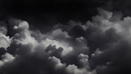 Black Atmospheric background of smoke and clouds. Spooky cloudscape with ethereal swirls - obrazy, fototapety, plakaty