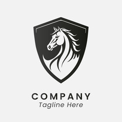 horse heraldic lion shield logo design icon template