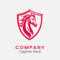 horse heraldic lion shield logo design icon template