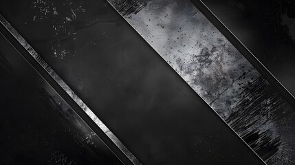 Silver diagonal lines draped in grunge texture on black backdrop, gloomy grungy background