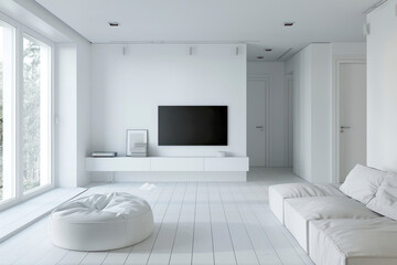 Fototapeta na wymiar Modern, white minimalist interior. Modern interior design for posters in the living room.