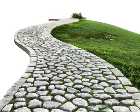 stone path in the park on white transparent background