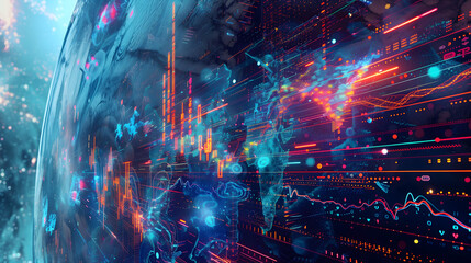 Fototapeta premium Fractal Fusion: Intricate Patterns Morphing into Financial Charts