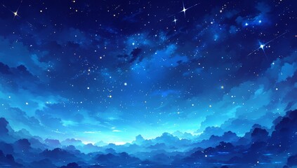 Fototapeta na wymiar Starry night sky with clouds