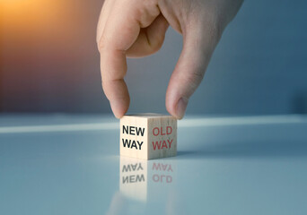 Improvement and change management. Business concept. Old Way vs New Way. 