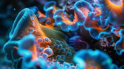 Poster Marine reefs up close, from colorful corals to the many fish living among the reef structures © AlfaSmart