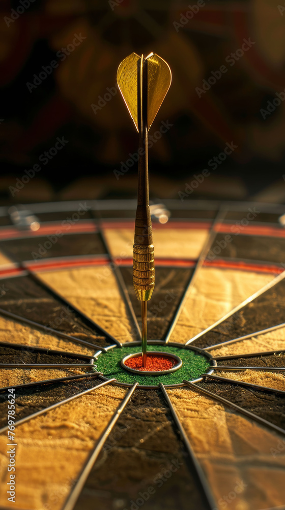 Aufkleber dart in bullseye on dartboard