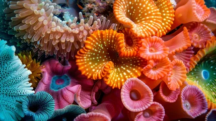 Deurstickers Marine reefs up close, from colorful corals to the many fish living among the reef structures © AlfaSmart