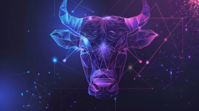 Taurus zodiac sign depicted in a smooth linear dark background