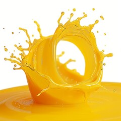 Orange juice splash. 3d illustration of liquid, Generative AI 