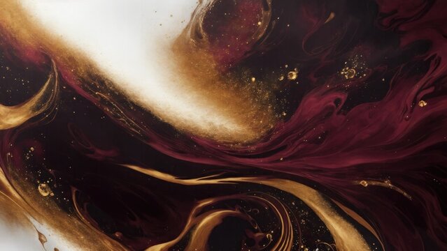 Maroon and Golden sparkling abstract background luxury black smoke acrylic paint background