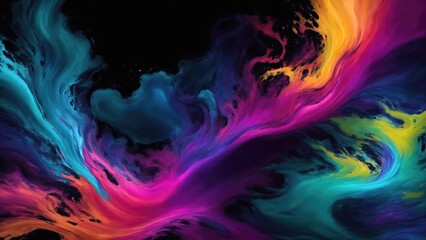 Multicolored smoke acrylic paints Liquid fluid art abstract background